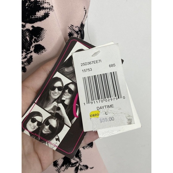 Trixxi Pink And Black Floral Formal Flare Dress Juniors Size Large New - Picture 3 of 5